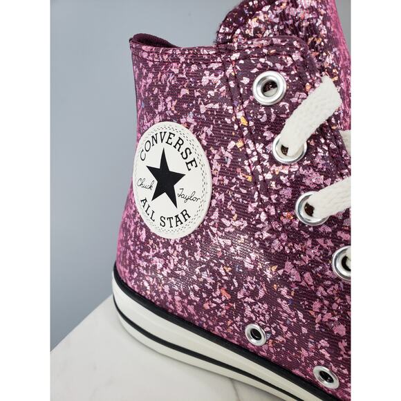 NEW Converse Chuck Taylor All Star Glitter Hi A11137C Orchid Abyss SNEAKER SHOES - Picture 3 of 8